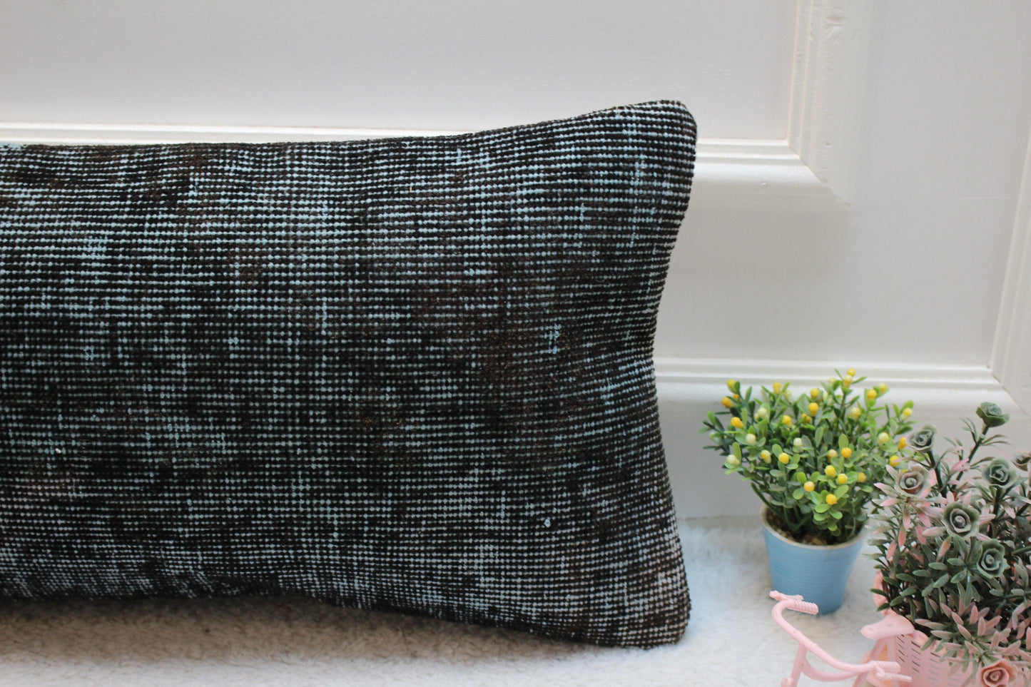 Handmade Kilim Pillow Cover: Upcycled Woven Rug, 12x24 inc