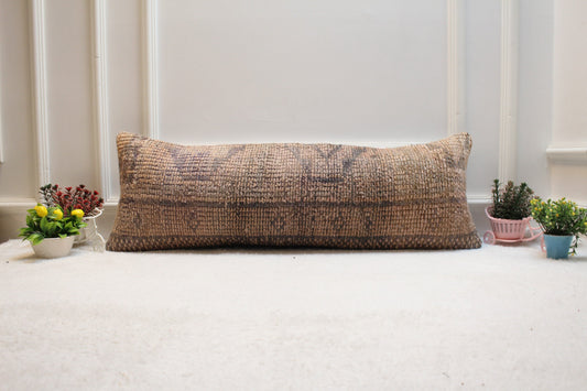 12x36 Long Lumbar Kilim Pillow Cover: Upcycled Woven Rug, Boho Decor