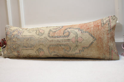 Handmade Wool Kilim Pillow Cover: Vintage Anatolian Design (12x36 in)