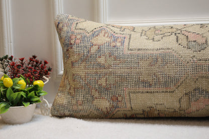 Handmade Wool Kilim Pillow Cover: Vintage Anatolian Design (12x36 in)
