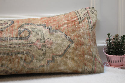 Handmade Wool Kilim Pillow Cover: Vintage Anatolian Design (12x36 in)
