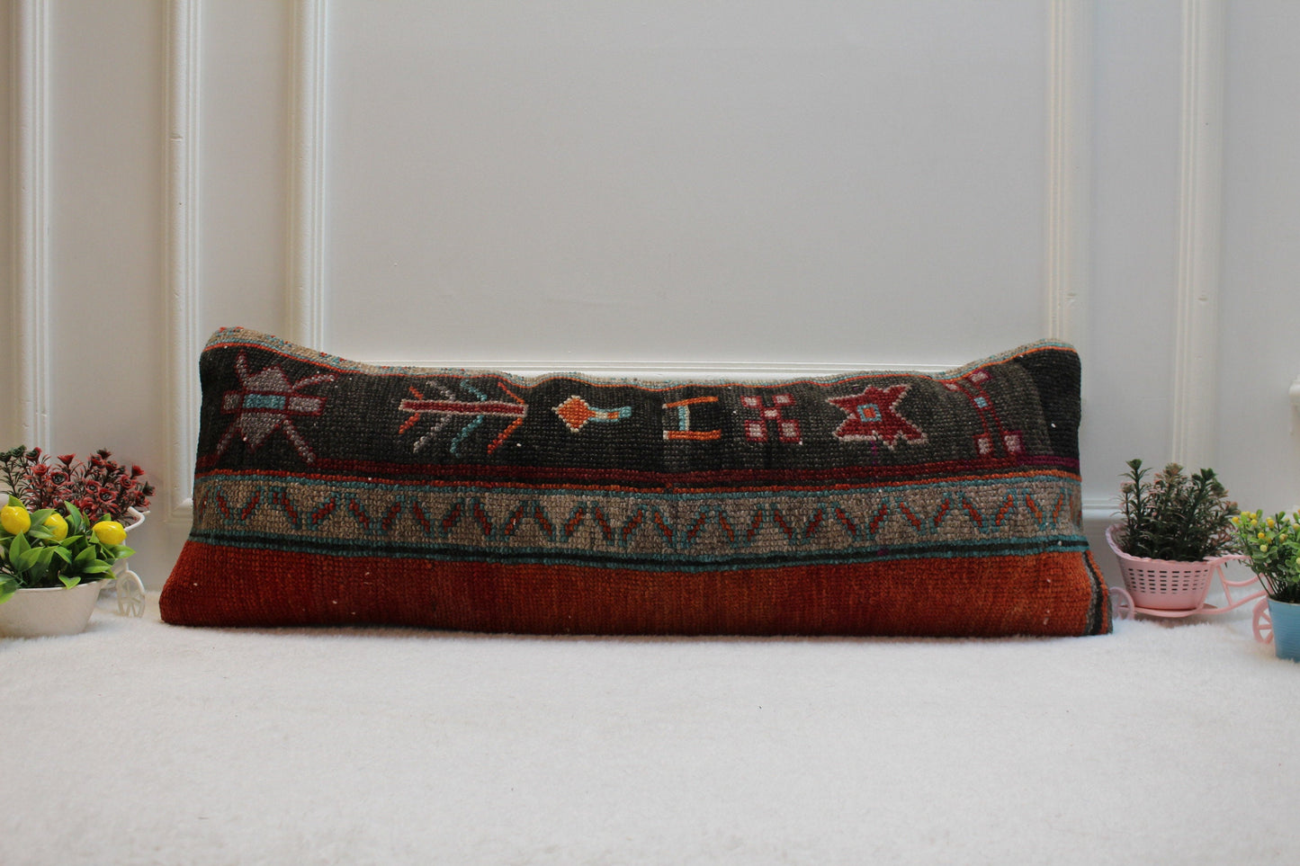 Handmade Anatolian Rug Pillow Cover: Vintage Lumbar Pillow, 12x36 inch