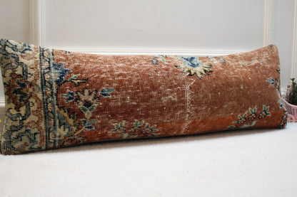 Vintage Turkish Rug Pillow Cover: Upcycled Wool Lumbar Pillow, 12x36