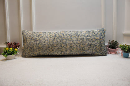 Green Vintage Turkish Rug Lumbar Pillow Cover (12x36 in)
