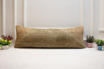 Handmade Kilim Lumbar Pillow Cover: Vintage Woven Rug, 12x36 inch