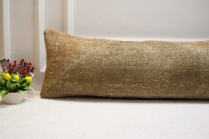 Handmade Kilim Lumbar Pillow Cover: Vintage Woven Rug, 12x36 inch
