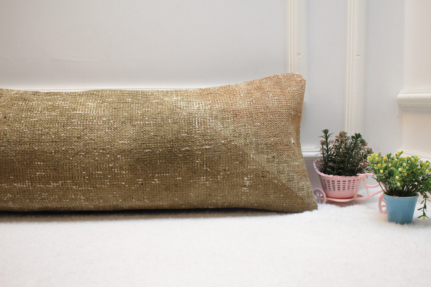 Handmade Kilim Lumbar Pillow Cover: Vintage Woven Rug, 12x36 inch
