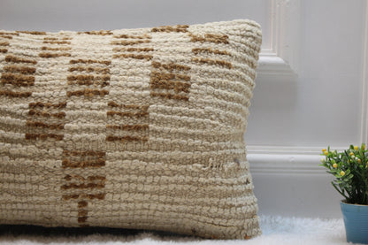 Geometric Turkish Rug Lumbar Pillow Cover: Vintage Woven Wool, 12x20 inch