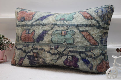 12x20 Lumbar Pillow Cover: Vintage Turkish Rug, Organic Wool