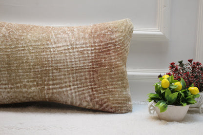 Vintage Turkish Rug Lumbar Pillow Cover: Handmade Anatolian Wool (12x24 in)