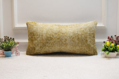 Handmade Beige Kilim Lumbar Pillow Cover: Upcycled Woven Wool (12x24 in)