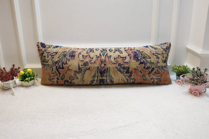 Floral Kilim Pillow Cover (12x36 in): Upcycled Woven Rug