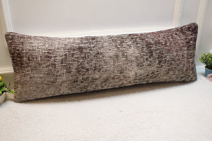 Handmade Kilim Pillow Cover: Upcycled Woven Rug, Bohemian Decor (12x36 inc.)