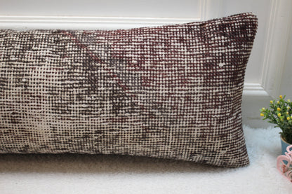 Handmade Kilim Pillow Cover: Upcycled Woven Rug, Bohemian Decor (12x36 inc.)