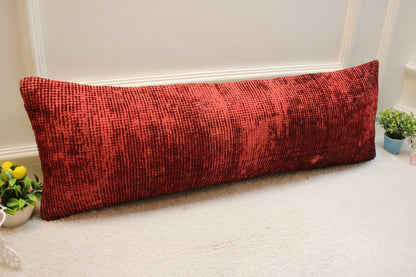 Handmade Red Kilim Pillow Cover: Vintage Rug Pillow, 12x36 inch