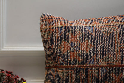 Handmade Kilim Pillow Cover: Geometric Patchwork, Upcycled Woven Rug (16x16 inc)
