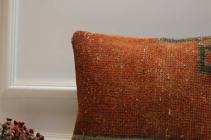 Handmade Kilim Pillow Cover: Upcycled Anatolian Rug, 16x16 Throw Pillow