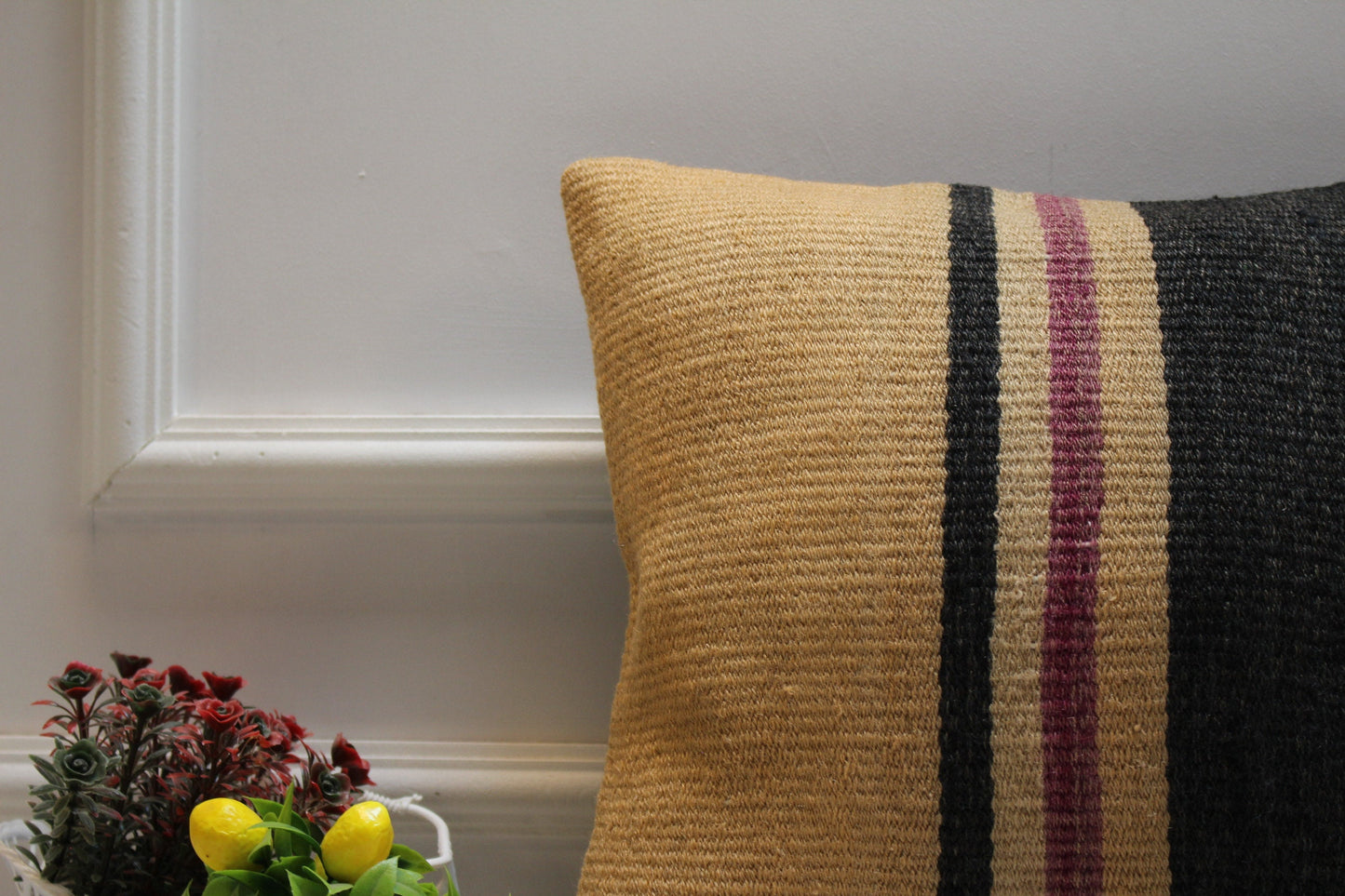 Handmade Kilim Pillow Cover: Vintage Turkish Woven Rug, 16x16 inch