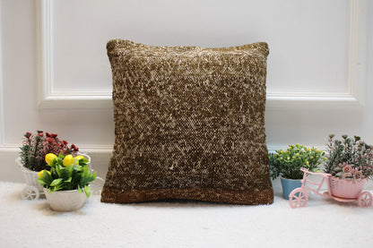 Handmade Kilim Pillow Cover: Vintage Woven Wool, 16x16 Square