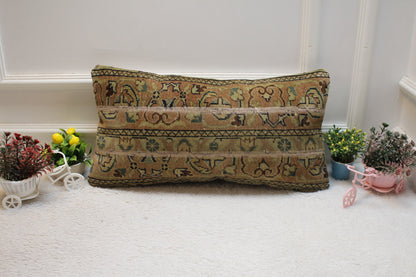 Handmade Patchwork Turkish Rug Lumbar Pillow Cover (12x24 inc)