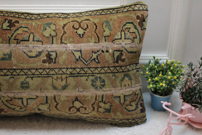 Handmade Patchwork Turkish Rug Lumbar Pillow Cover (12x24 inc)