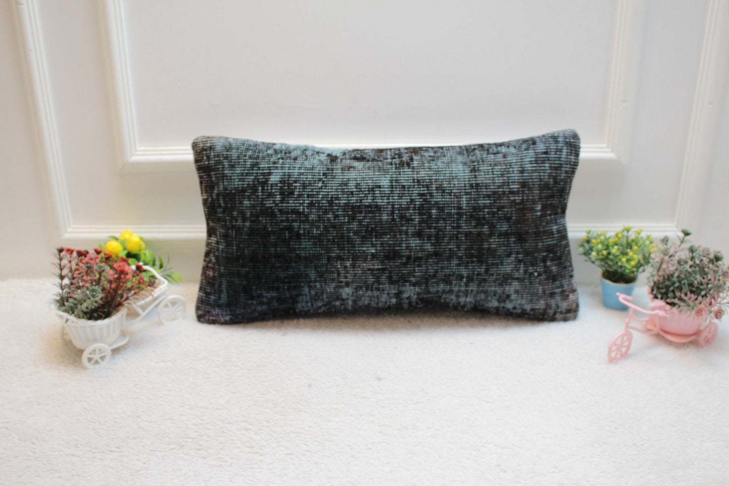Handmade Kilim Pillow Cover: Upcycled Woven Rug, 12x24 inc