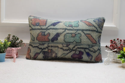 12x20 Lumbar Pillow Cover: Vintage Turkish Rug, Organic Wool