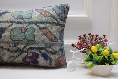12x20 Lumbar Pillow Cover: Vintage Turkish Rug, Organic Wool