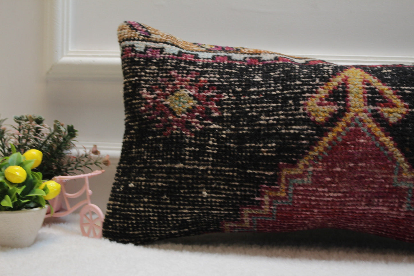 Handmade Kilim Pillow Cover: Turkish Woven Rug Pillow (12x24 inc)