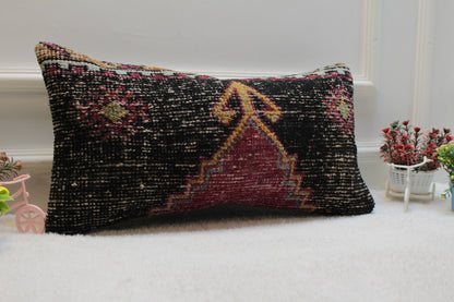 Handmade Kilim Pillow Cover: Turkish Woven Rug Pillow (12x24 inc)
