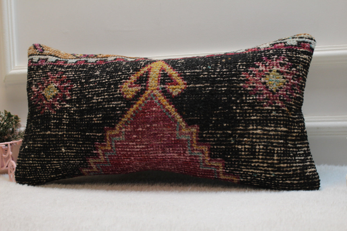 Handmade Kilim Pillow Cover: Turkish Woven Rug Pillow (12x24 inc)
