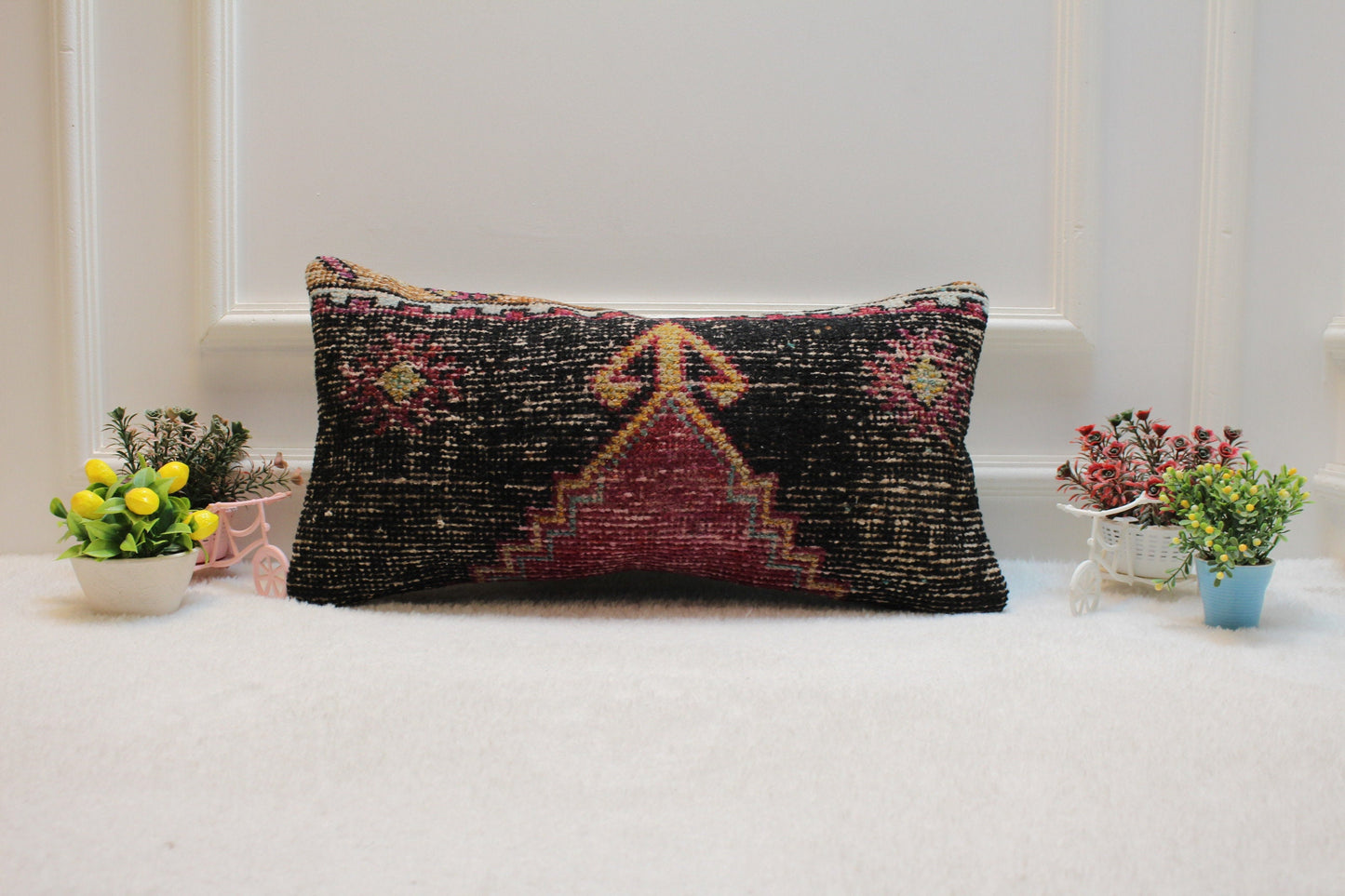 Handmade Kilim Pillow Cover: Turkish Woven Rug Pillow (12x24 inc)
