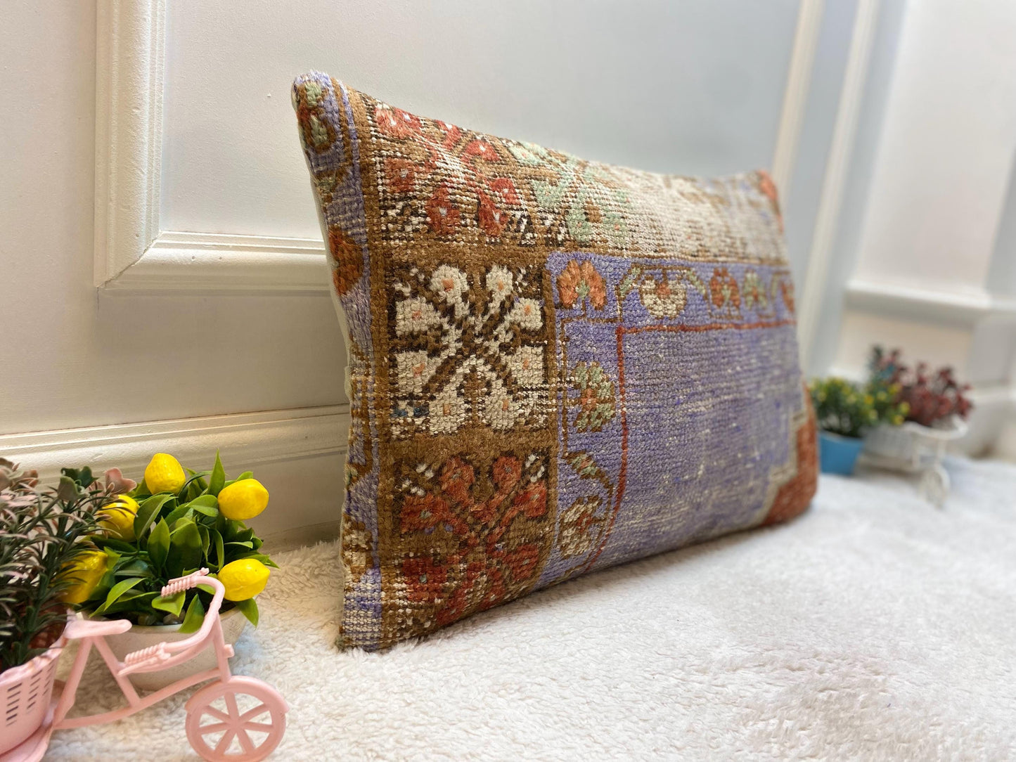 Vintage Turkish Rug Lumbar Pillow Cover: Handmade Kilim Pillow, 16x24 inch