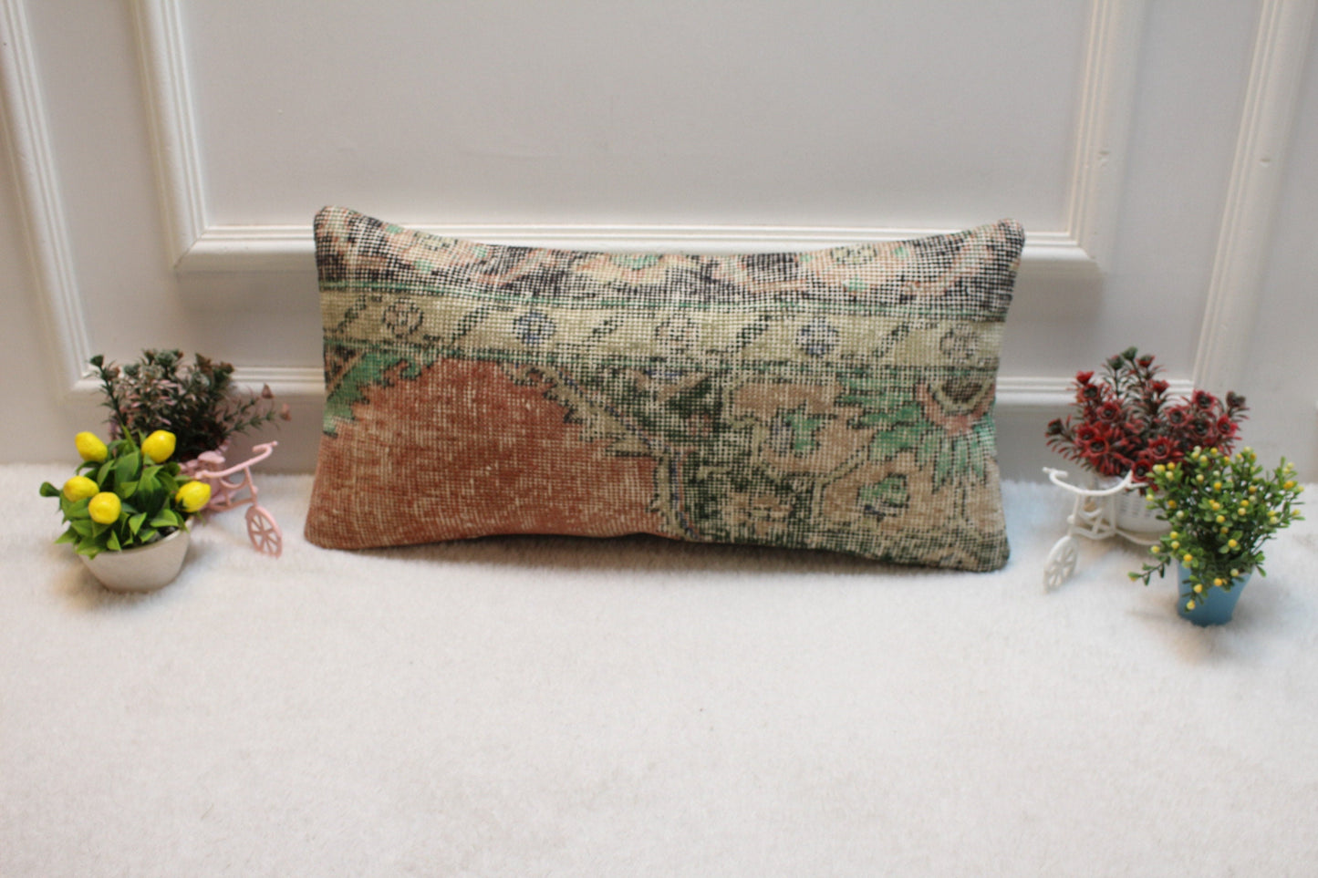 12x24 Lumbar Pillow Cover: Vintage Turkish Rug, Organic Wool