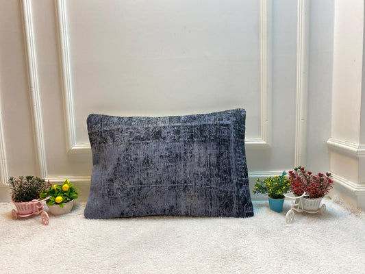 Gray Vintage Turkish Rug Pillow Cover: Handmade Kilim, 16x24 inch