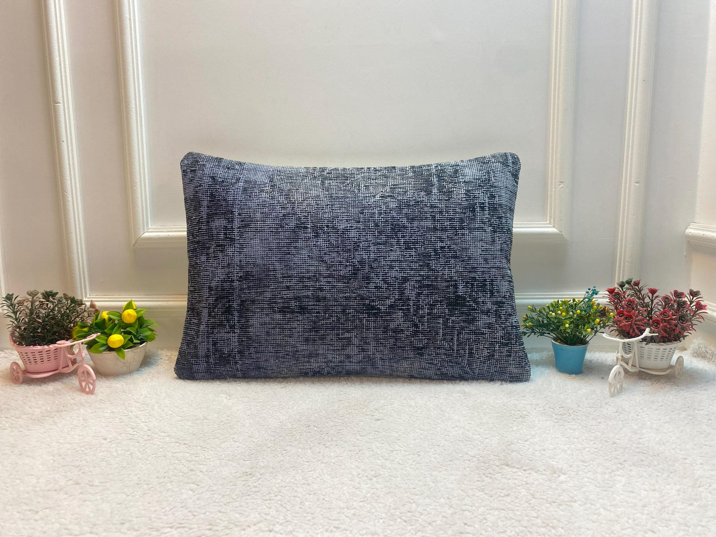 Gray Kilim Pillow Cover: Upcycled Vintage Rug, Handmade (16x24 in)