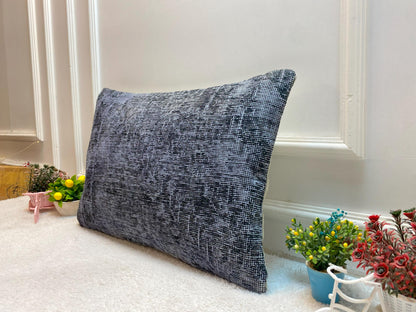 Gray Kilim Pillow Cover: Upcycled Vintage Rug, Handmade (16x24 in)