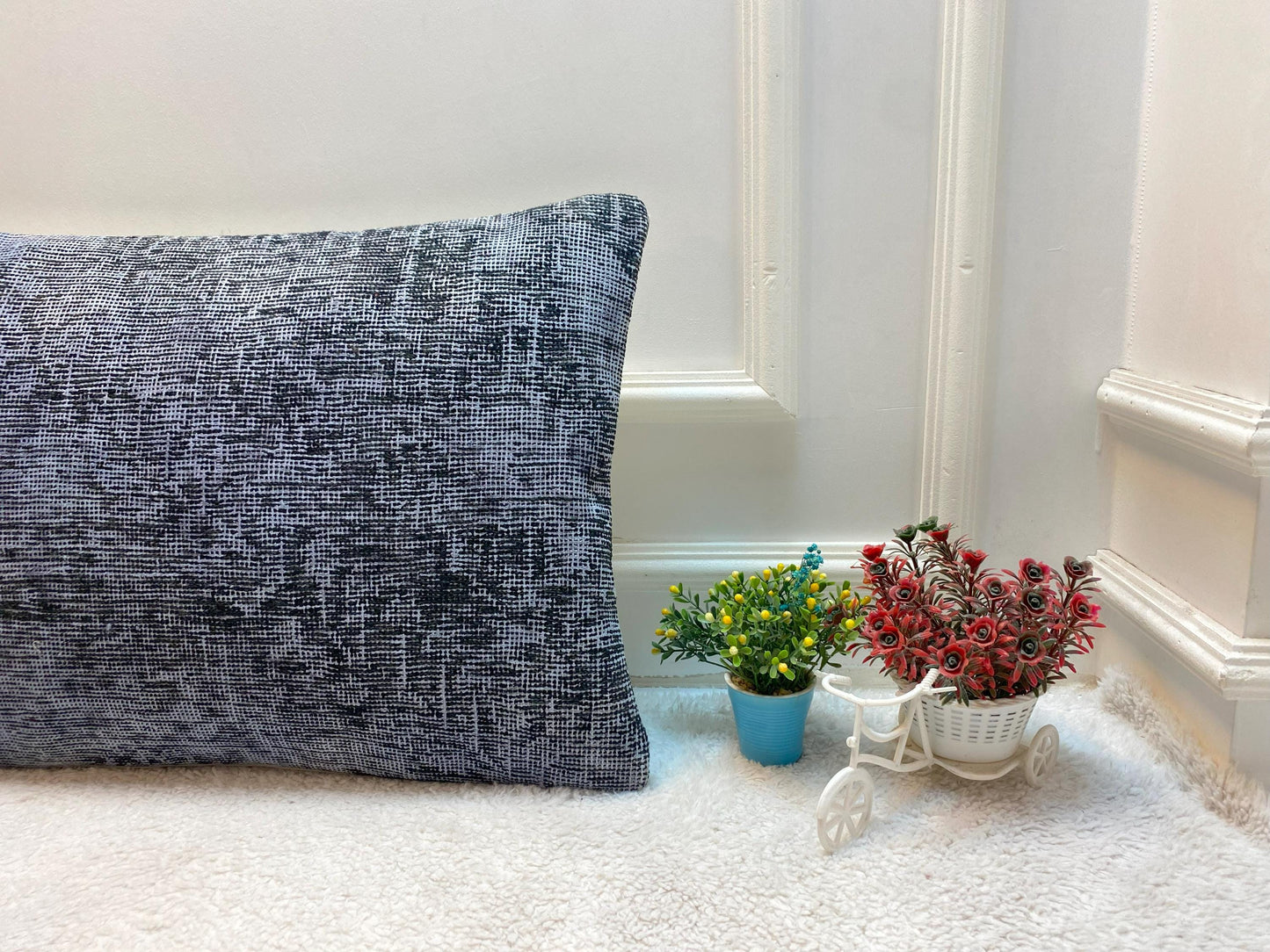 Gray Kilim Pillow Cover: Upcycled Vintage Rug, Handmade (16x24 in)