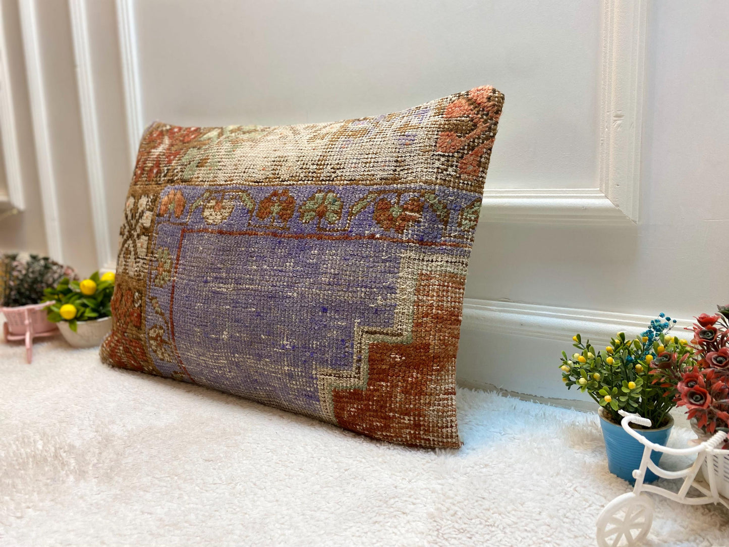 Vintage Turkish Rug Lumbar Pillow Cover: Handmade Kilim Pillow, 16x24 inch