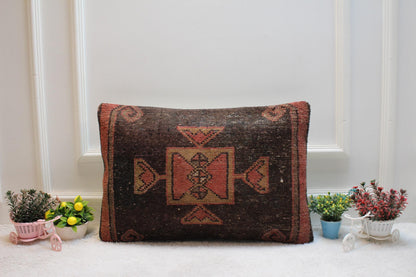 Ethnic Lumbar Pillow: Boho Rug Pillow Cover, 16x24 inch