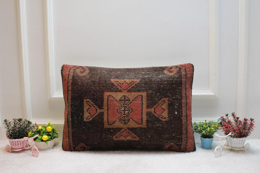 Ethnic Lumbar Pillow: Boho Rug Pillow Cover, 16x24 inch