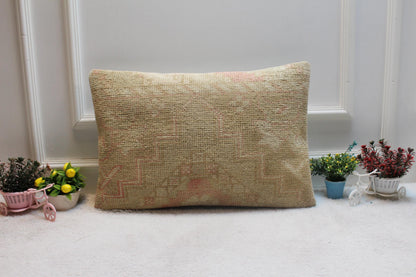 Handmade Brown Wool Lumbar Pillow Cover: Anatolian Rug Pillow (16x24 in)