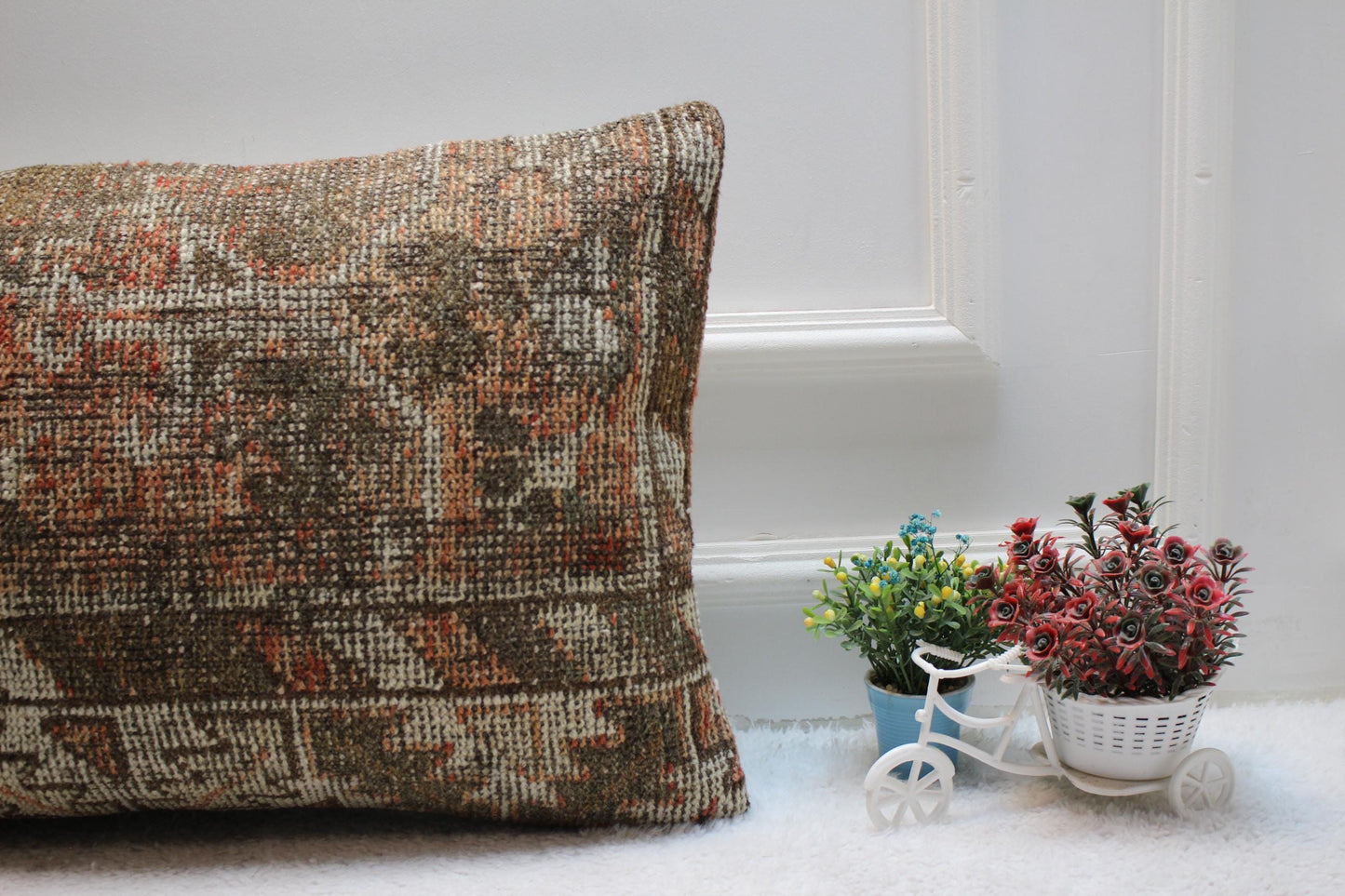 Handmade Kilim Pillow Cover: Brown Anatolian Rug Pillow, 16x24 inch