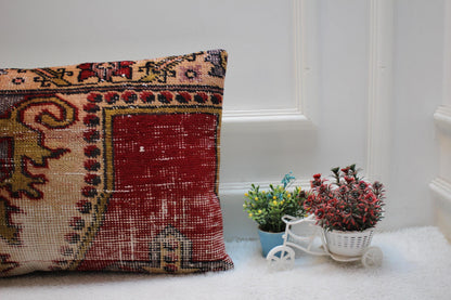 Handmade Turkish Rug Pillow Cover: Organic Wool Kilim, 16x24 inch