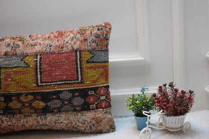 Handmade Kilim Pillow Cover: Upcycled Vintage Turkish Rug (16x24 inc)