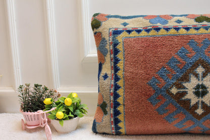 Geometric Kilim Lumbar Pillow Cover: Upcycled Woven Rug, 16x24 inch