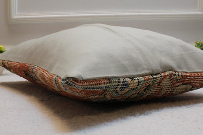 Handmade Turkish Rug Lumbar Pillow Cover: Upcycled Wool, 16x24 inch