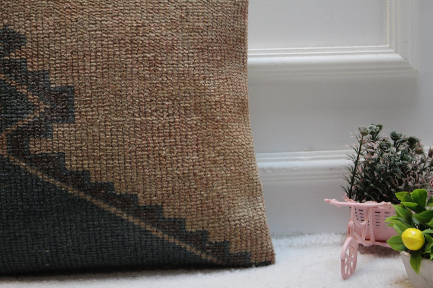 Handmade Turkish Kilim Pillow Cover: Upcycled Woven Rug, 16x16 inch
