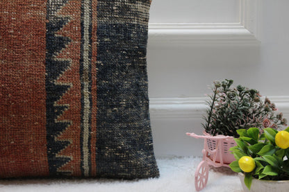 Handmade Red Turkish Rug Pillow Cover: Boho Home Decor (16x16 inch)
