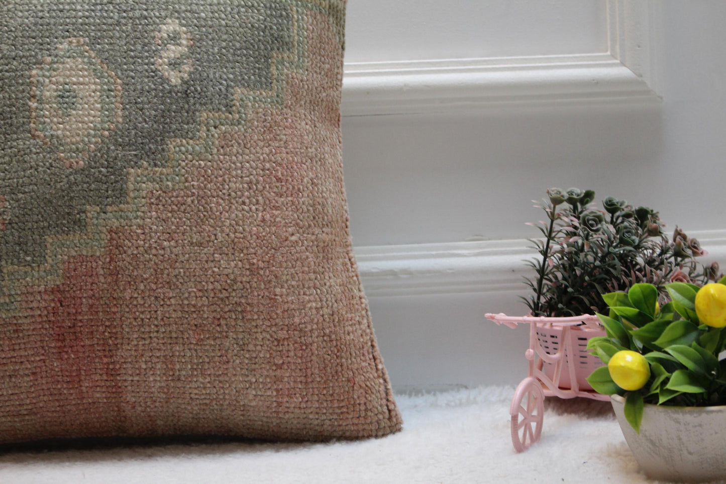 Handmade Kilim Pillow Cover: Upcycled Vintage Turkish Rug, 16x16 inch